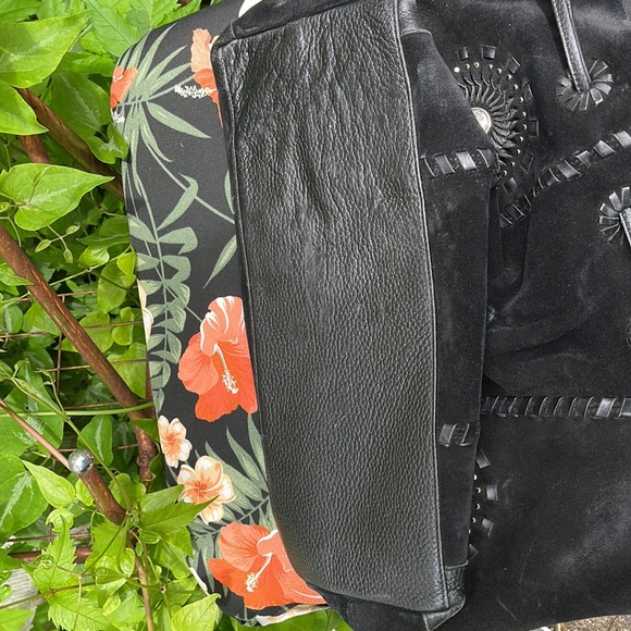 Large Brighton Drawstring  Suede Bag with silver accents. Beautiful and Durable - Picture 10 of 17